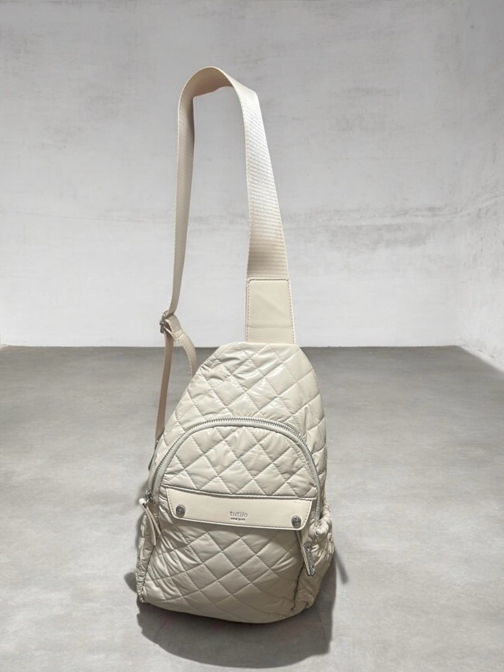 Tutilo New York Quilted Cream Sling Bag